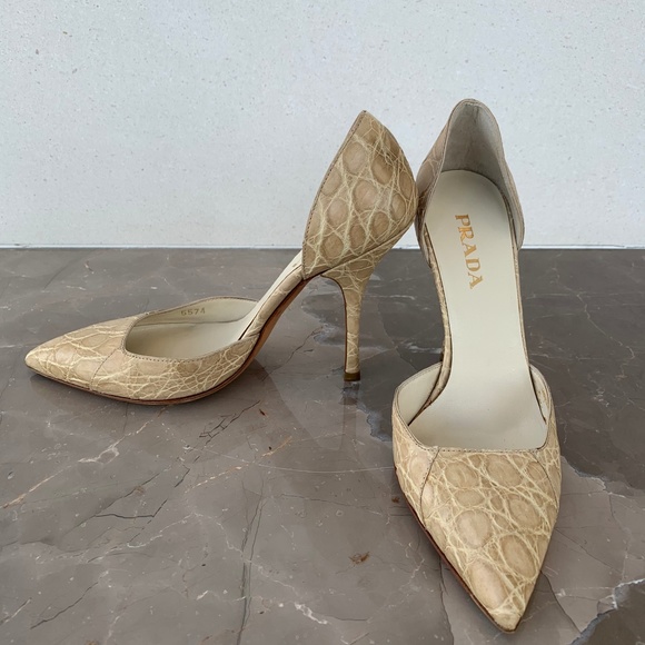 Prada Genuine Alligator Pumps, Size 36